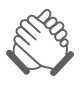 Icon of two hands holding denoting caring